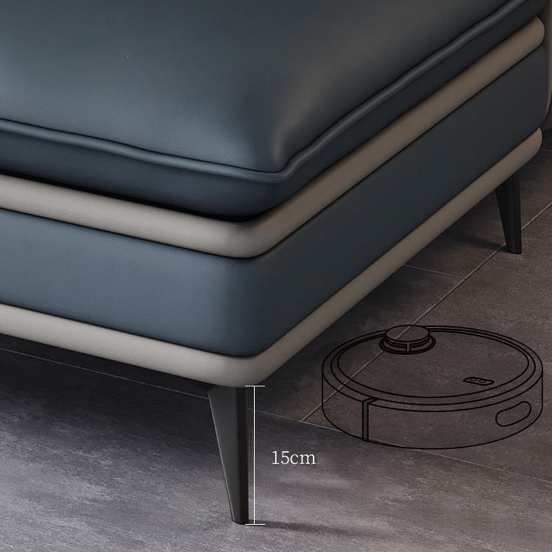 Scandinavian 35.43 " H Faux Leather Flared Arm Sofa & Chaise F