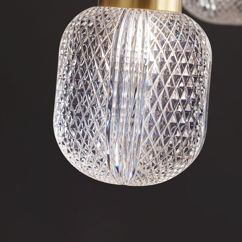 Cleort reticolo in vetro ovale illuminazione appesa postmoderna 1 ciondolo in ottone per la camera da letto