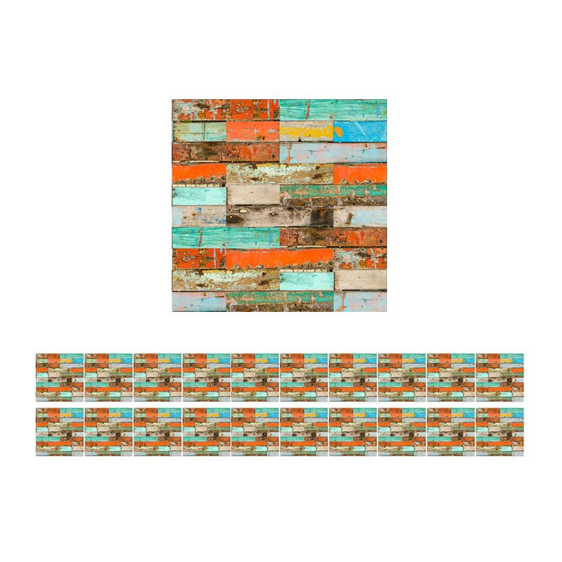 Reclaimed Painted Wood Wallpaper Panels Orange-Blue Rural Wall Covering for Home, Pick Up Sticks