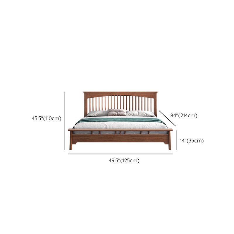 Traditional Open-Frame Bed Solid Wood Solid Color Slat Bed with Headboard