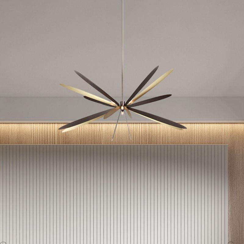 Simplicidad 6 Bulbos Candelier de techo Black Dragonfly Lighting con sombra de metal