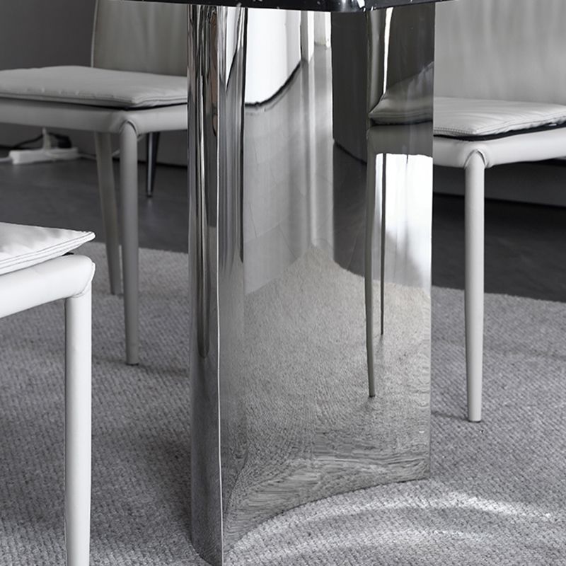 Black Stone Dining Table Set with Solid Back Chairs 1/2/4/5/7 Pcs Modern Dinette Set