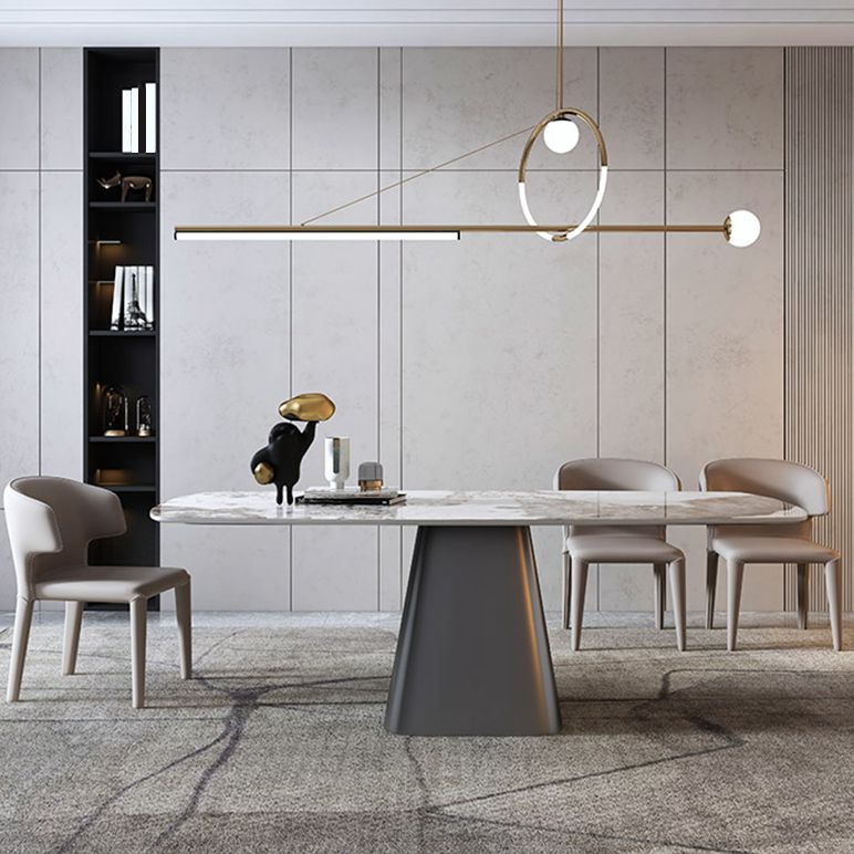 Modern Style Rectangle Dining Table Sintered Stone Pedestal Dining Table for Home Use