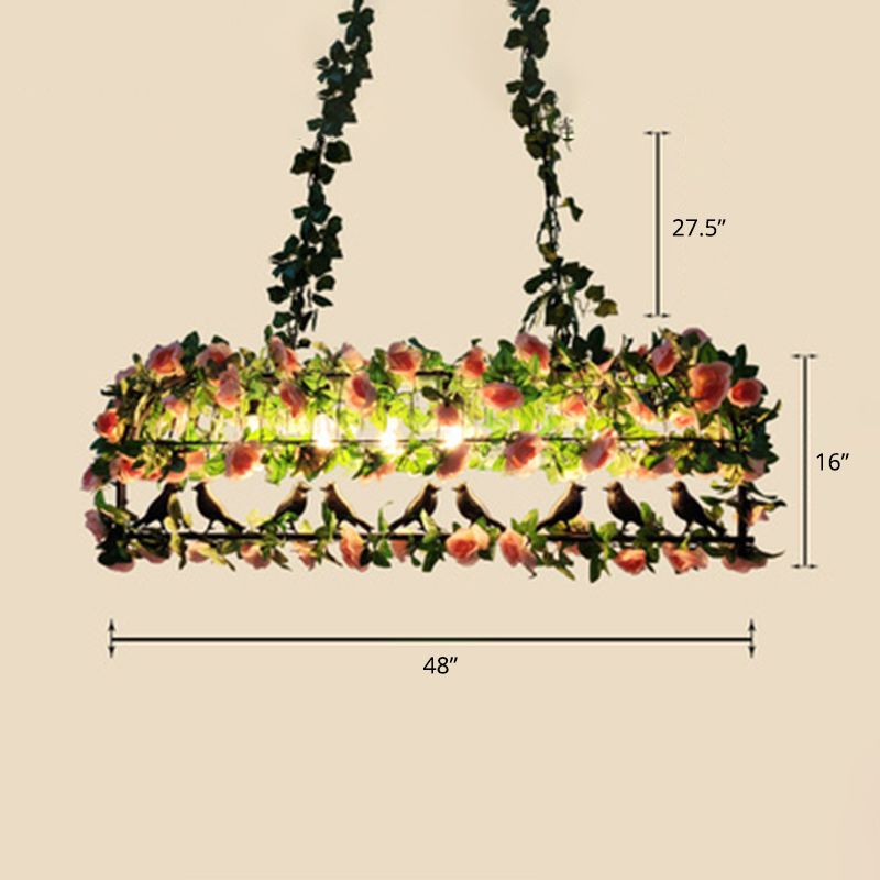 Industrial Artificial Botanic Hanging Lamp Metal Chandelier Light Fixture for Restaurant