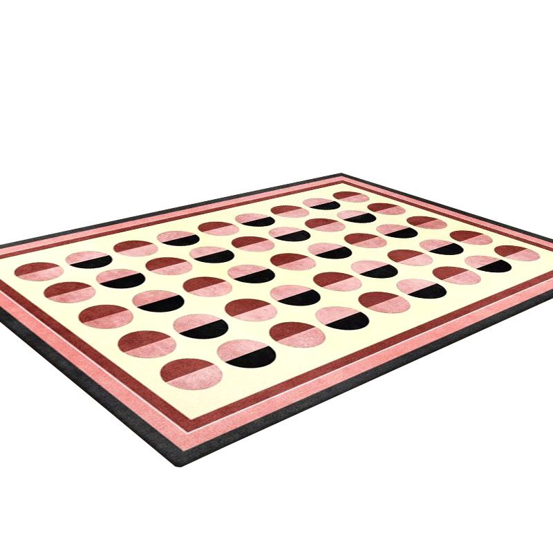 Apricot Curve Rug Polyester Simple Rug Non-Slip Backing Rug for Drawing Room