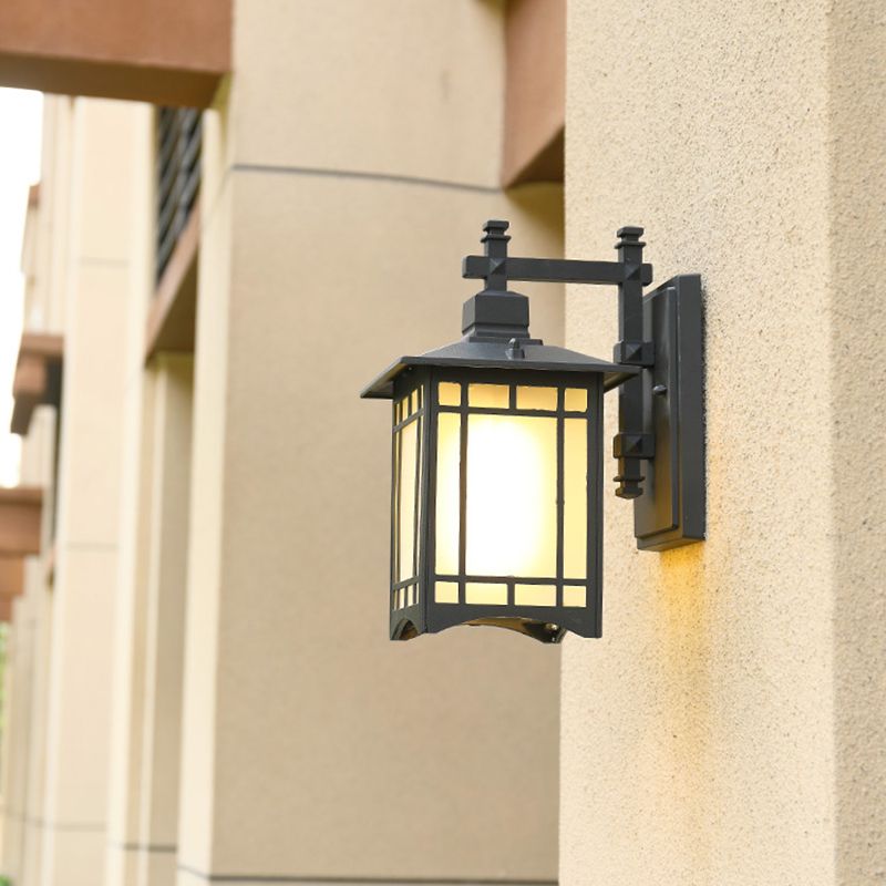 Squared Glass Wall Mount Lamp 1-Light Vintage Wall Lighting Fixture for Balcony