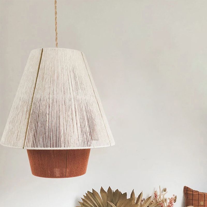 Luz de techo colgante de la sala de estudio Luz de colgante de techo de ratán con 1 luz