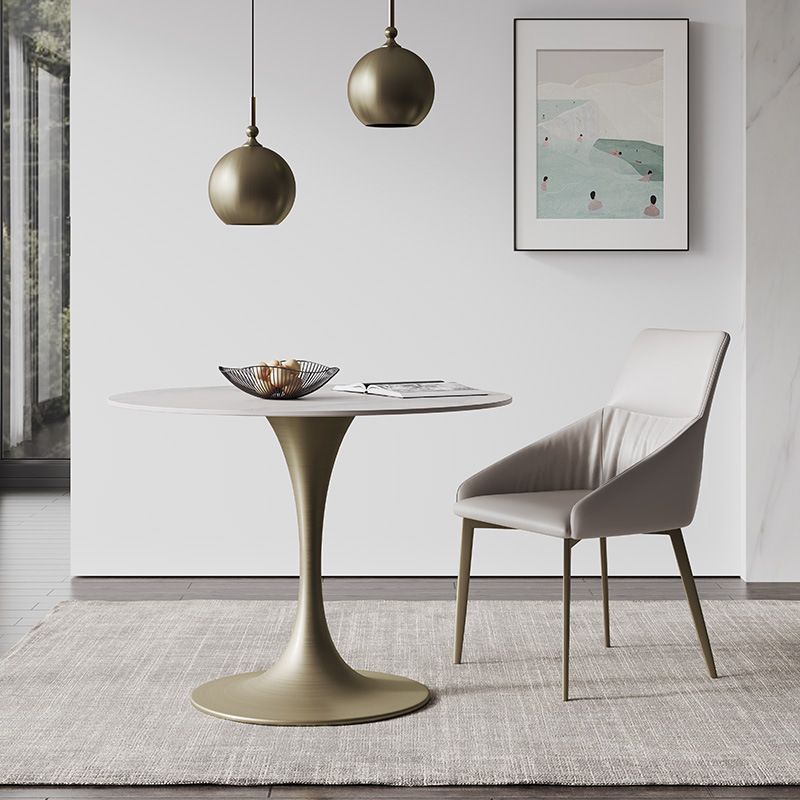 Glam Round Dining Set 1/2/3 Pcs Sintered Stone Dining Table with Armless Chairs