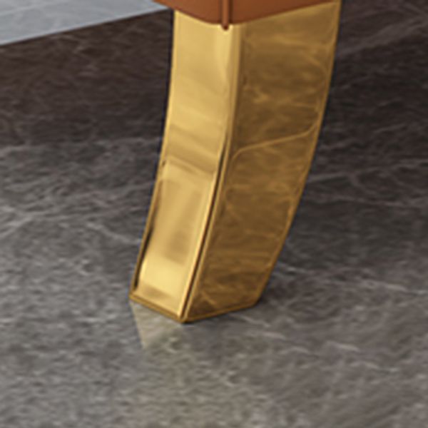 Glam Style Solid Color Genuine Leather Rolled Arms Chaise Chair with Tufted