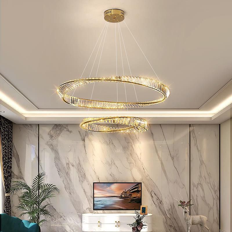 Modern Style Chandelier Lighting Fixtures Crystal Hanging Chandelier in Gold