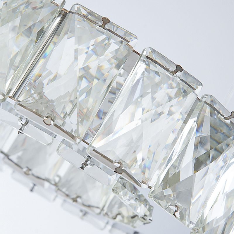 Crystal Circle Hanging Light Contemporary Kitchen Island Lighting for Dining Room