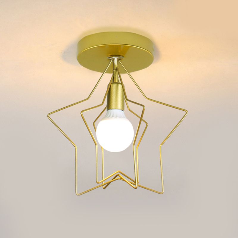 Metal Geometric Shape Flush Mount Light Industrial 1 Light Flush Mount Ceiling Fixture