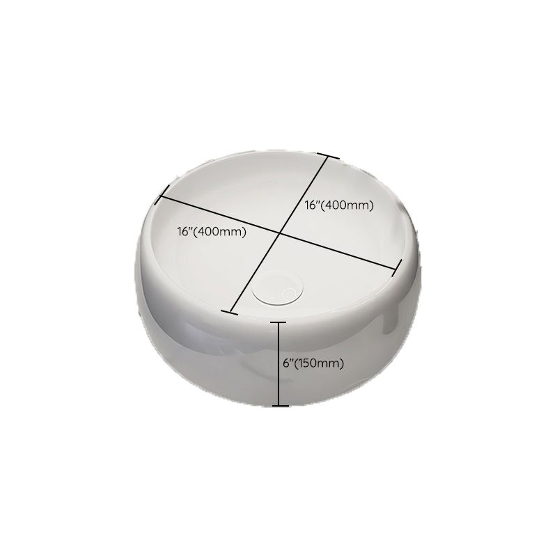 Modern Style Vessel Bathroom Sink Round Ceramic Vessel Bathroom Sink in White