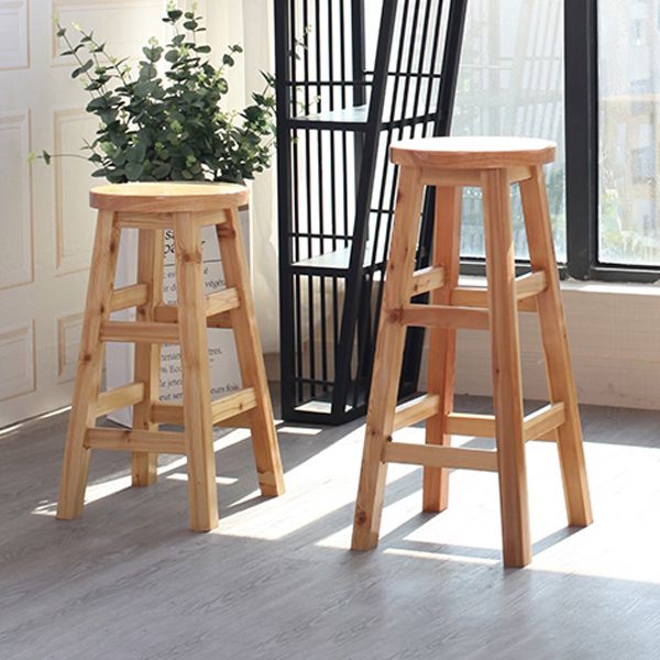 Moderner armloser Rückenloser Thekenhocker Holz Café Barhocker mit Holzsitz, 1 Stück