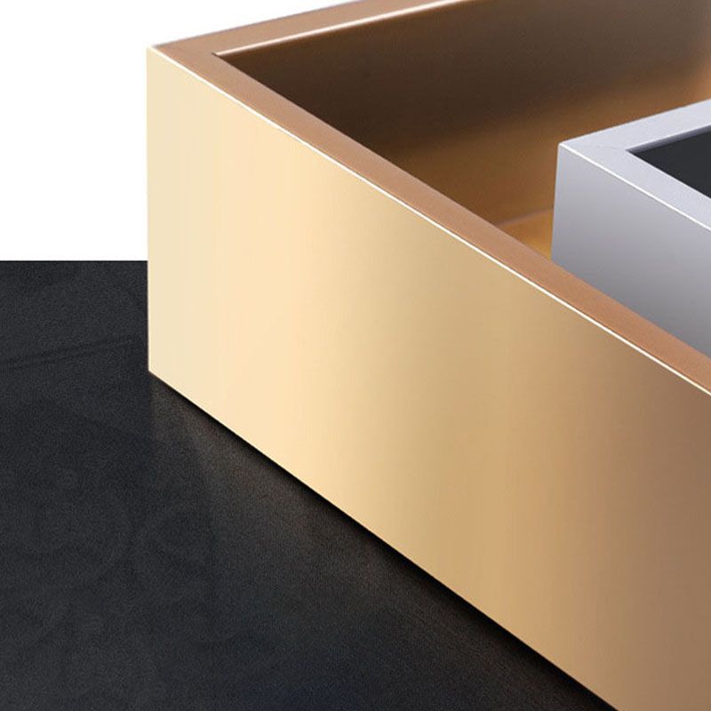 Glam Trestle Coffee Table White Marble Coffee Cocktail Table