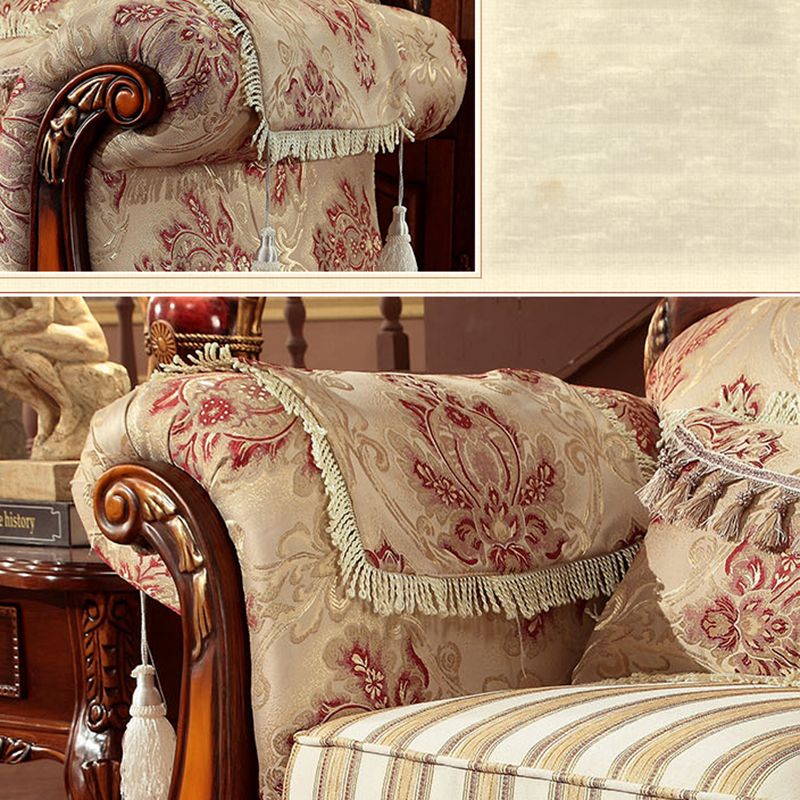 Modern Cotton Blend Rolled Arm Curved Sofa with Camel Back for Apartment