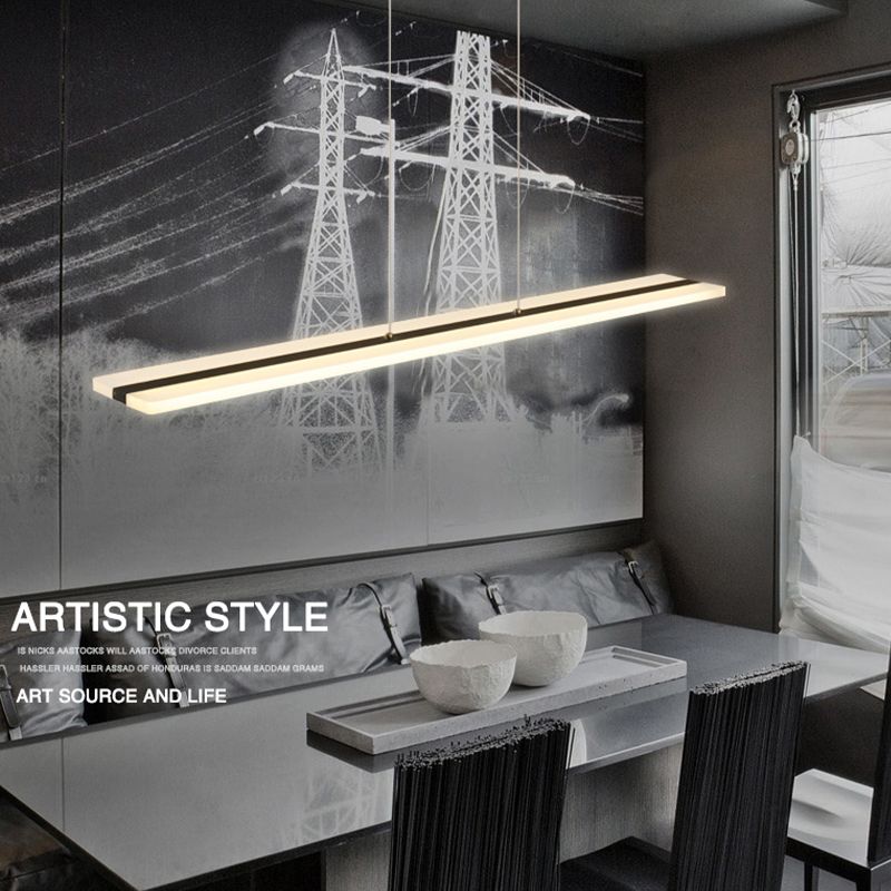 Black Island Lighting Fixtures Modern Style LED Hanging Lamp for Dining Room