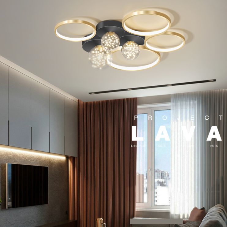 Nieuwe Moderne LED Metalen Flush Licht 1-Licht Zwart Flush Mount Plafond Licht voor Woonkamer