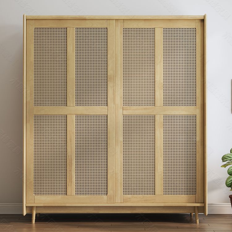 Modern Freestanding Rubberwood Solid Wood Wardrobe Bedroom Multifunctional Wardrobe