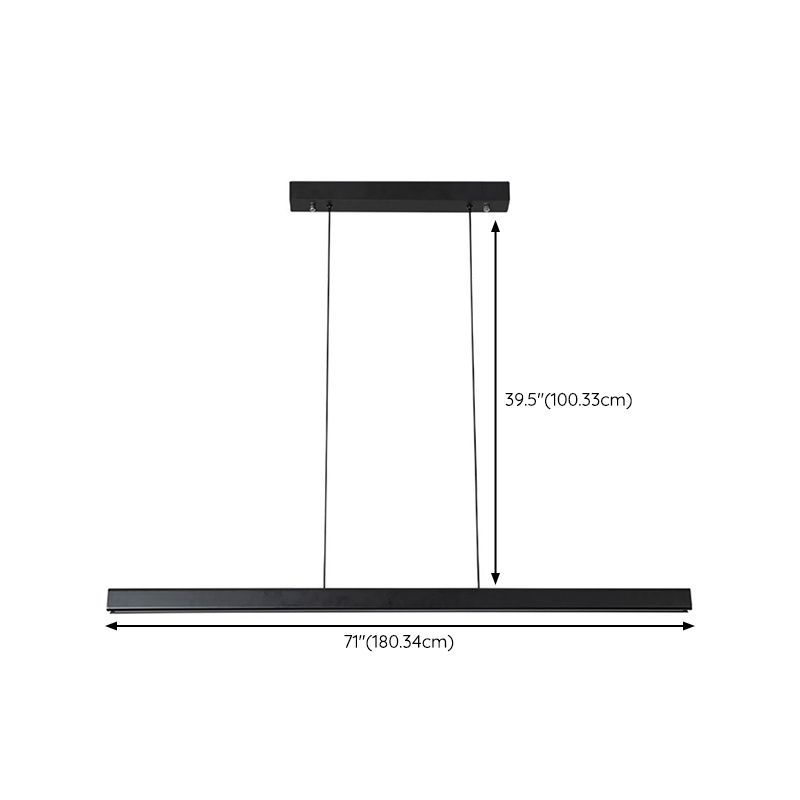 Simple Shape Hanging Island Light Modern Chandelier Light Fixture in Black for Dining Room