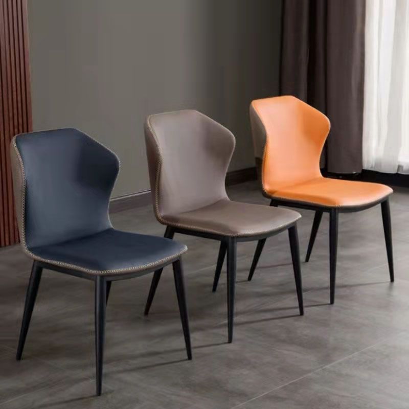 Silla de comedor de cuero contemporánea con respaldo lateral para sala de conferencias