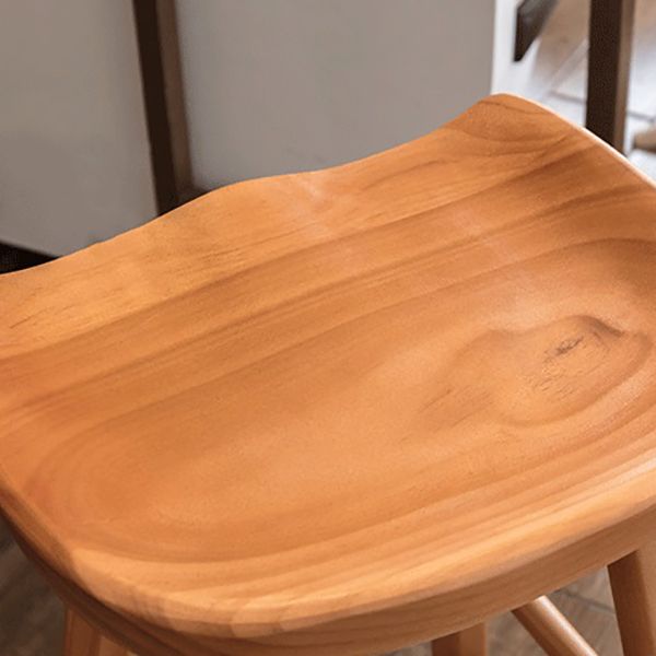 Modern Armless Backless Counter Stool Pine Wood Cafe Bar Stool with Pedal