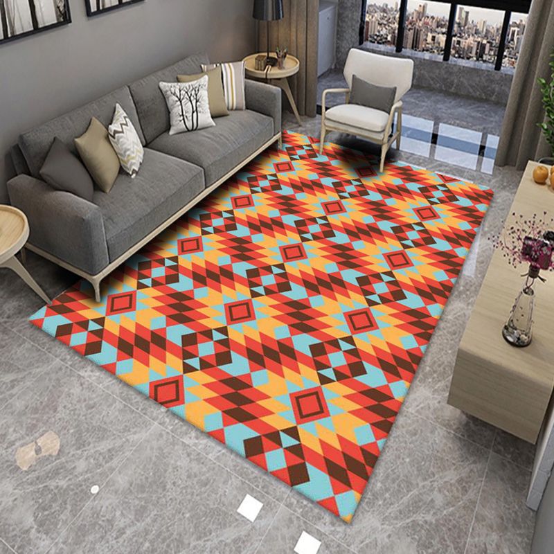 Black Modern Rug Polyester Geometric Print Rug Non-Slip Backing Rug for Drawing Room