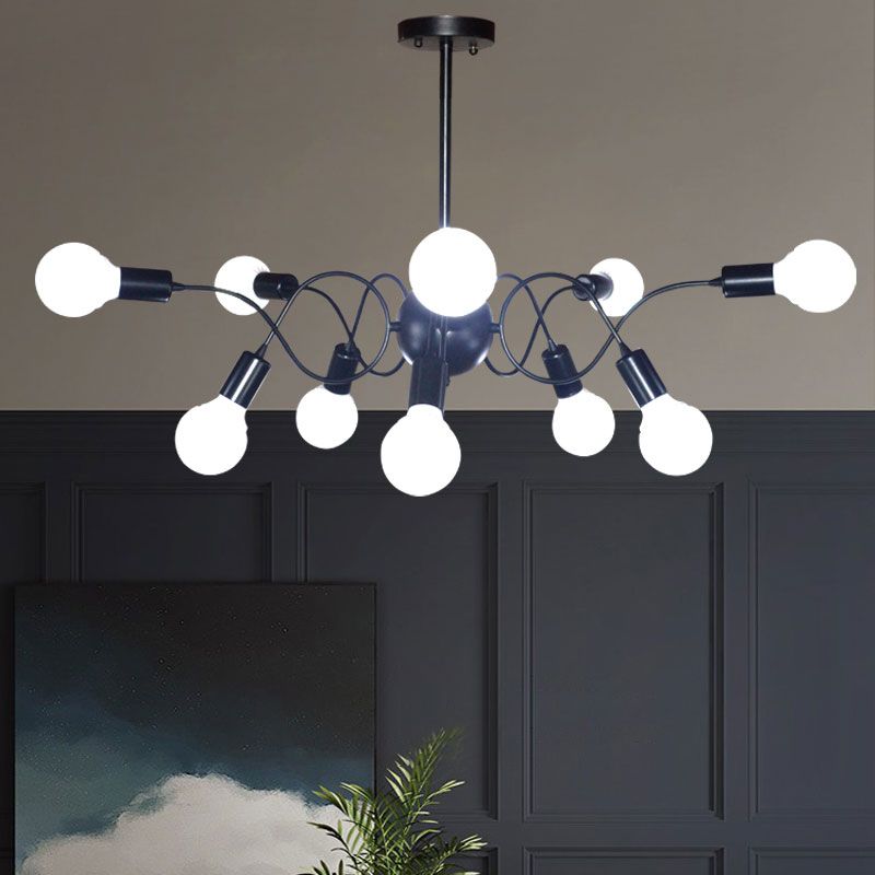 Chandelier Pendant Light Minimalist Style Exposed Bulb Metal Hanging Pendant Light
