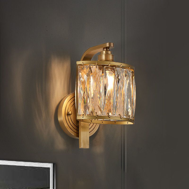 Traditionalismus Quadratmontage Lampe 1 Lichtkristall Blockwandleuchte in Gold