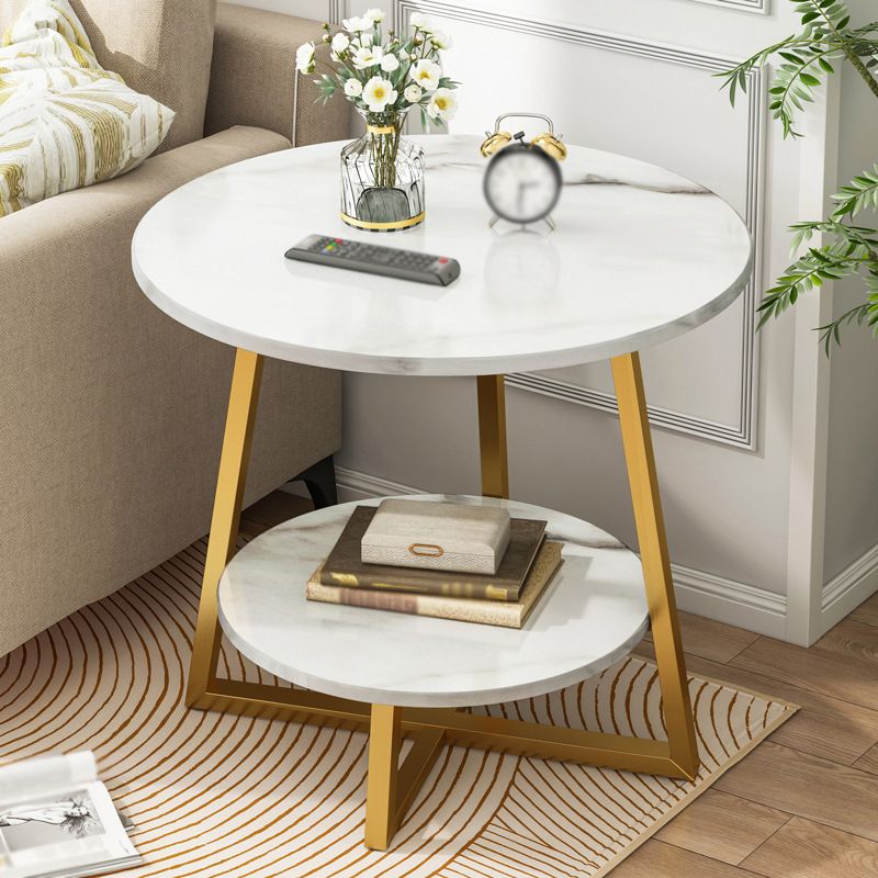 Cross Legs Base Design Cocktail Table Artificial wood Black/white Top Round Coffee Table