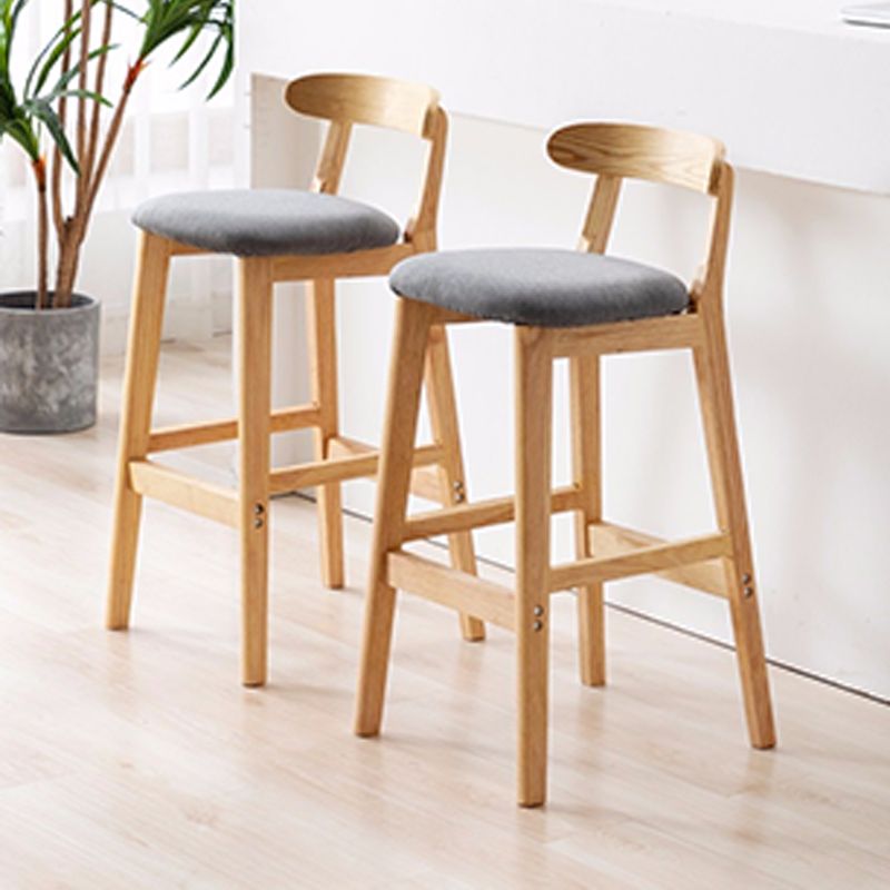 Armless Upholstered Bar Stool Modern Low Back Bar Stool with Wooden Legs