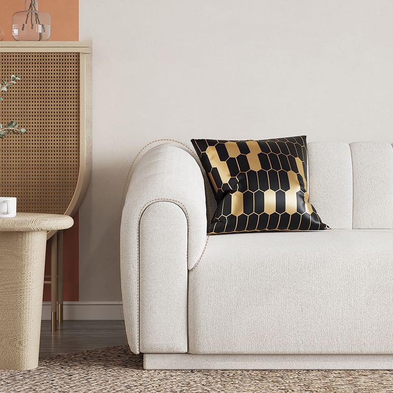 Contemporary Sewn Pillow Back Sofa Tuxedo Arm Wool Sofa - 2/3-Seater