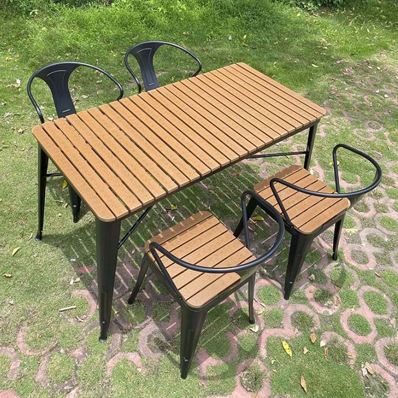 Industrial 1/3/5/7 Pieces Metal Dining Set Reclaimed Wood Table Set for Outdoor