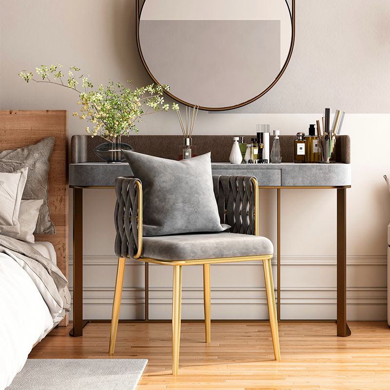 Chaises à dossier en baril rembourrées de style Glam, chaises de salle à manger en tissu de lin pour usage domestique