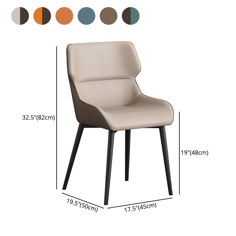 Hedendaagse faux lederen eetkamerstoelen Wingback arm stoel met metalen benen (set van 4)