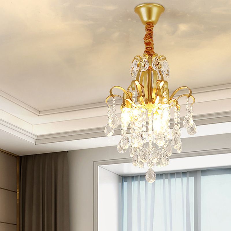 Candle Dining Room Down Chandelier Country Crystal Drape Pendant Lighting Fixture