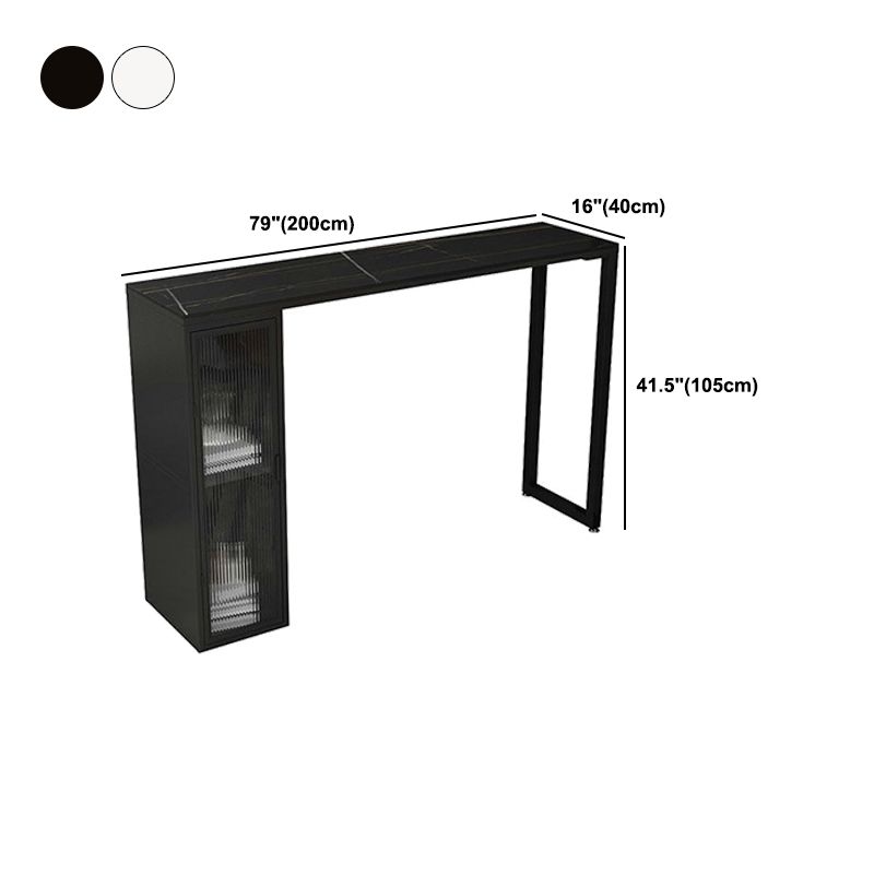Modern 1/5 Pieces Bar Table Set Rectangle Stone Counter Table with Stools for Dining Room