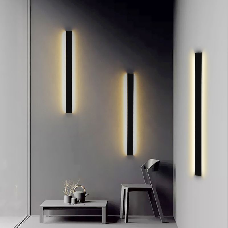 Estilo moderno Simple Light Sombra de matriz de pared de la pared 1 Light Sponces in Black para al aire libre