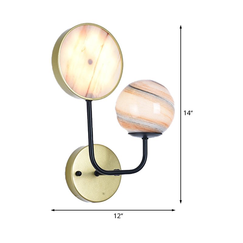 Minimaliste Boule et tambour Glue Light Planet Verre 2 LICTES MOUR MUR MELLEMENT LAMPE EN GOL AVEC ARMLE PLUDE