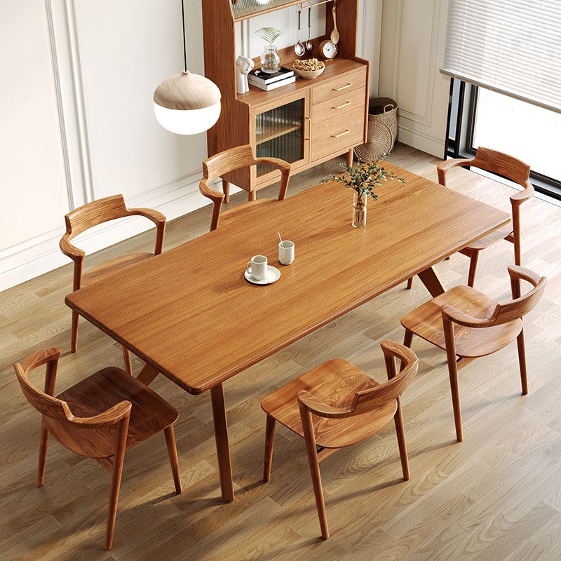 Modern Pine Wood Table for Restaurant Rectangle Dining Table in Nature with 4 Legs