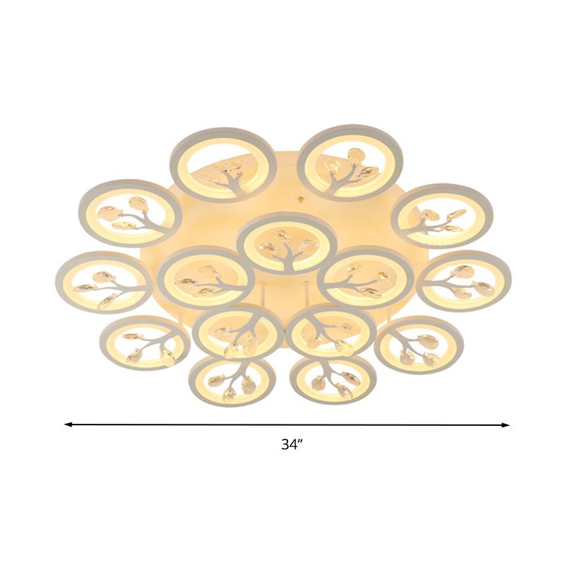 Sputnik Living Room Flush Mount Lamp einfache Acryl 5/12/15 Lichter Weiß Flush Leuchte in Warm/White/3 Farbe Licht