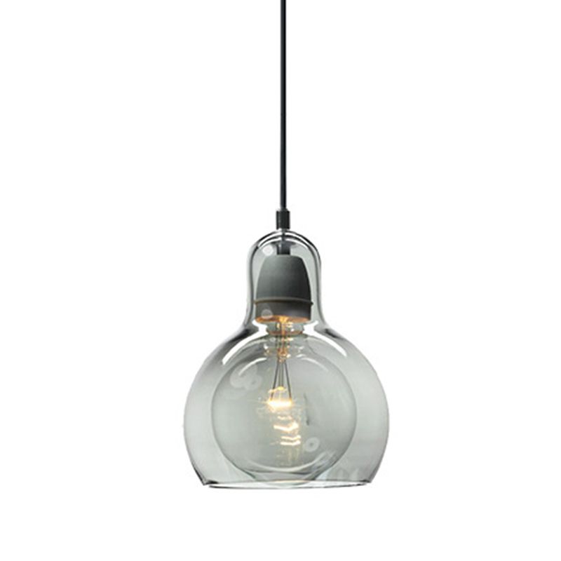 Moderne künstlerische Drum Anhänger Leichte schmiedeeisere Hanglampe mit Doppelglasschatten