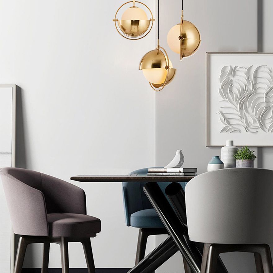 Modern Creative Globe Pendant Light Metal Single Hanging Lamp with Glass Shade