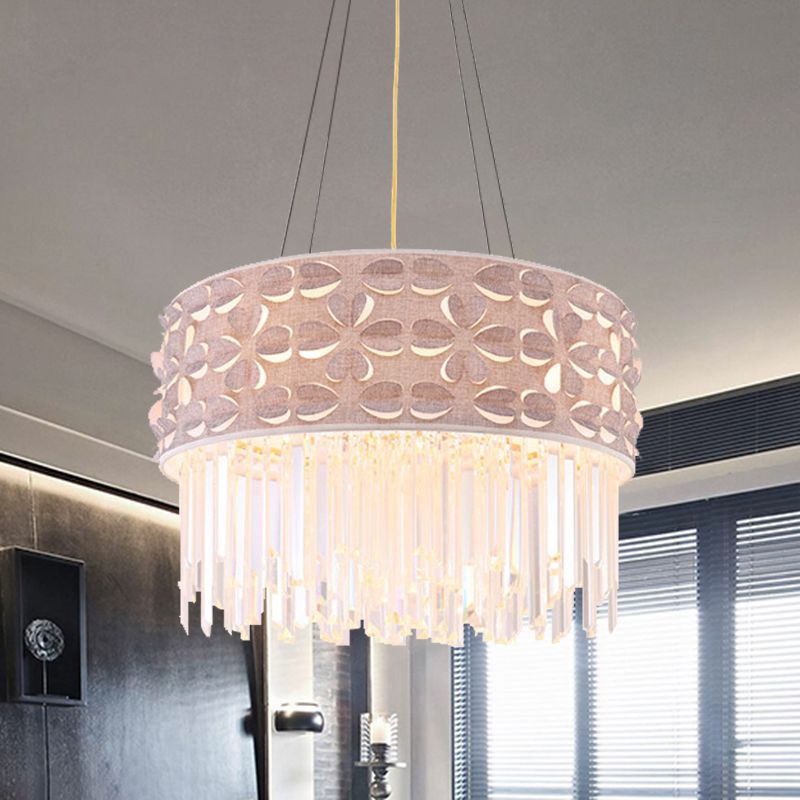 Minimale trommel kroonluchter licht fluit kristal 4 koppen eetkamer hanger lamp in wit