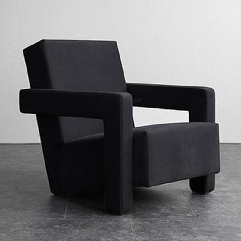 Solid Color Tight Back Square Arms Accent Chair Set with Fabric Seat