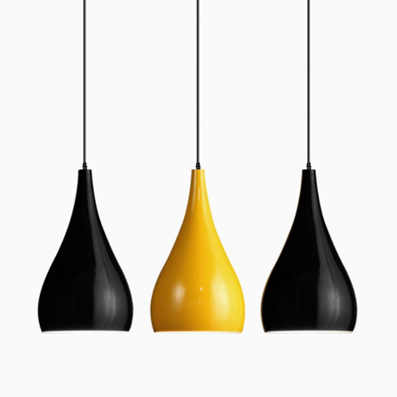 Tränendrop -geformte Decke Anhänger Makkaron Metall 1 Licht Speiseraum Leuchte Leuchte