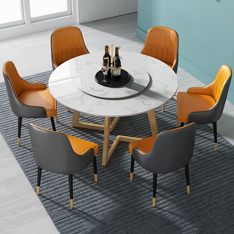 1/4/5/7 PCS Metal Glam Glam Dining Room Set avec table ronde et chaises
