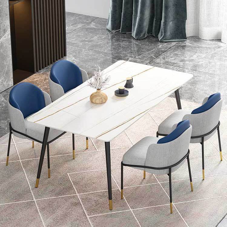 Stone Dining Table Contemporary Dining Table with 4 Black Legs