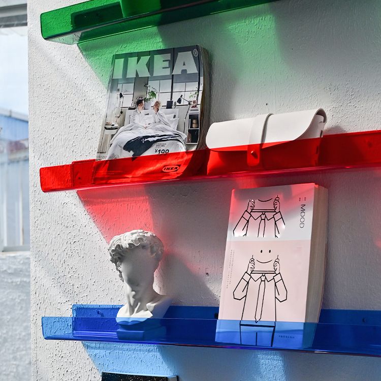 Acrylic Wall Mounted Storage Bookshelf 23.5"L Modern Bookcase for Home