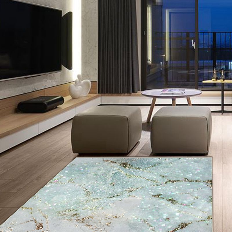 Modern Ombre Pattern Rug Light Green Polyester Rug Washable Non-Slip Backing Area Rug for Bedroom